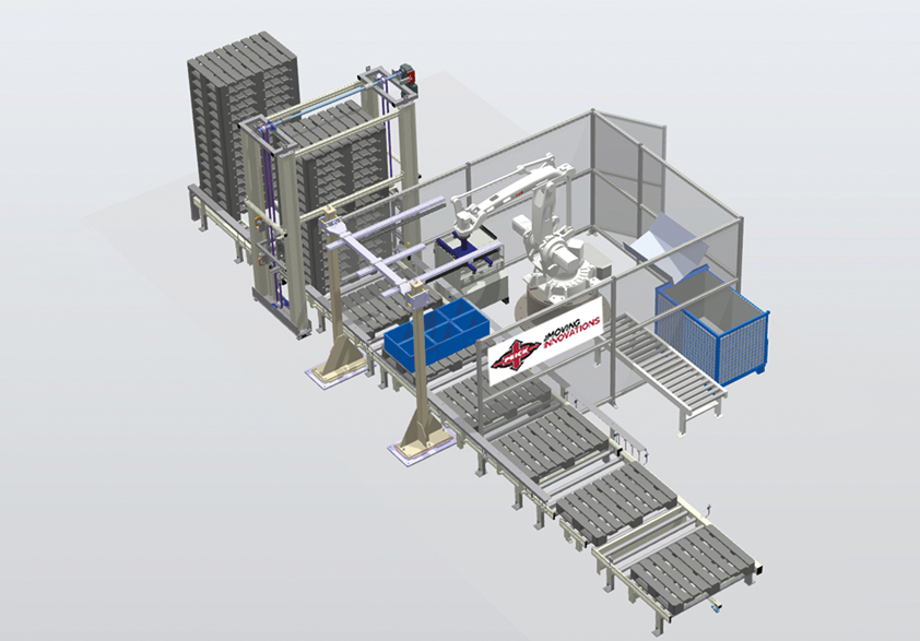 Depalletizing of SLCs from pallet to conveyor system